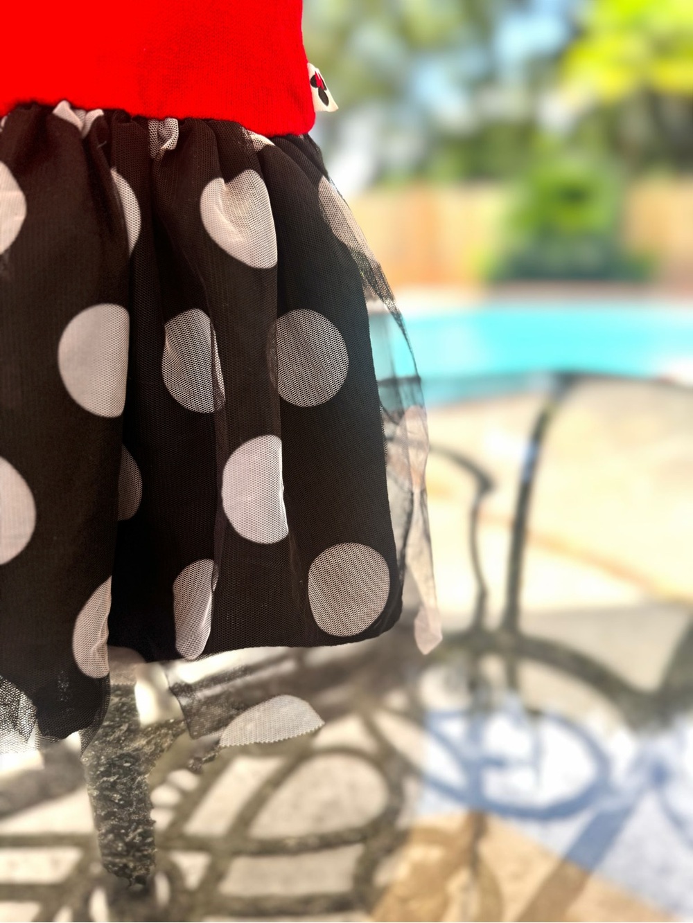 Disney Minnie Dress, Red w/ Black Tulle Polka Dot Skirt, 3T - Picture 7 of 7